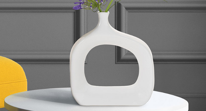 White Open Vase with flowers