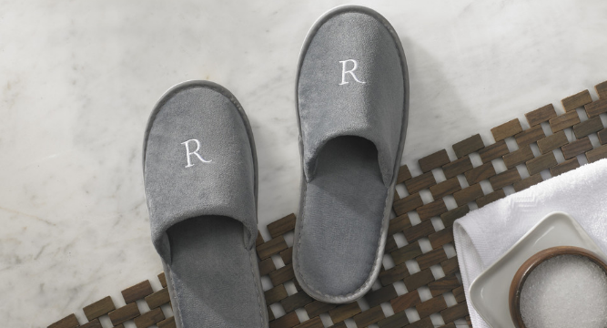 Pair of grey Velvet slippers