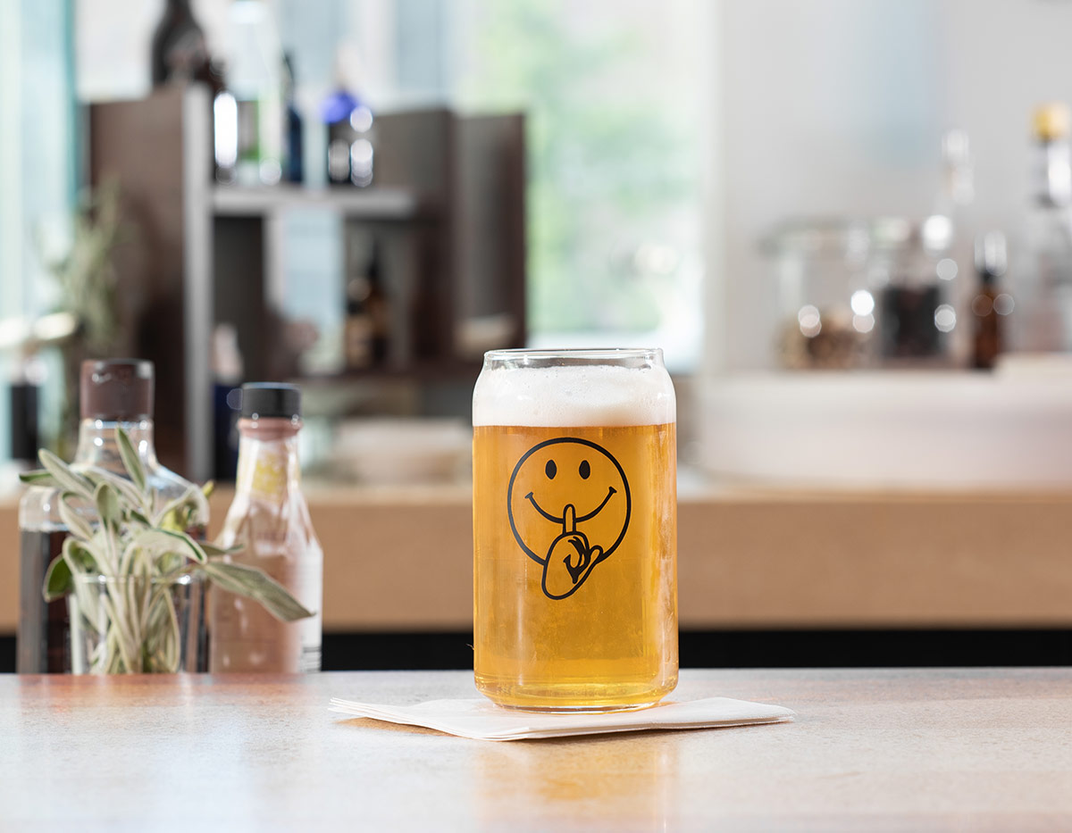 EQS Smiley Face Beer Can Glass